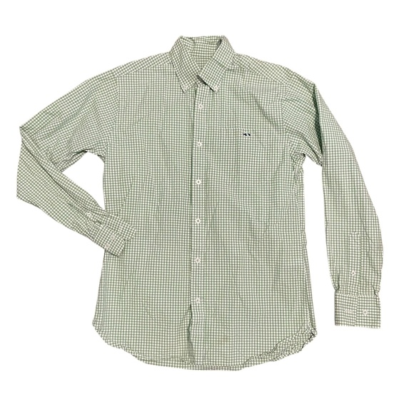 Fish Hippie Green Checkered Gingham Button Down Cotton Shirt Size S - Picture 1 of 6